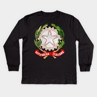 Republic of Italy // Faded Style Coat of Arms Emblem Design Kids Long Sleeve T-Shirt